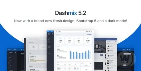 Скачать Dashmix v5.2 - шаблон панели администратора Bootstrap 5 и стартовый комплект Laravel 8