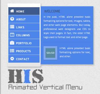 His - анимированное вертикальное меню HTML5 / CSS3