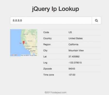 jQuery IP lookup - узнать местоположение по ip на карте