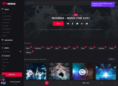 MixiMus - музыкальный шаблон DLE