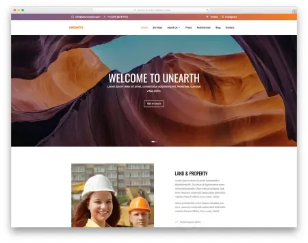 Скачать Unearth - шаблон для горнодобывающей компании