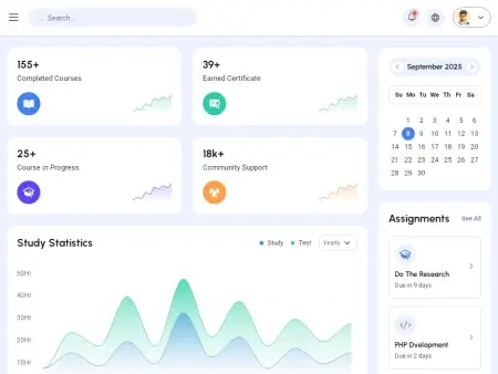 Edmate - HTML-шаблон панели управления обучением бесплатно